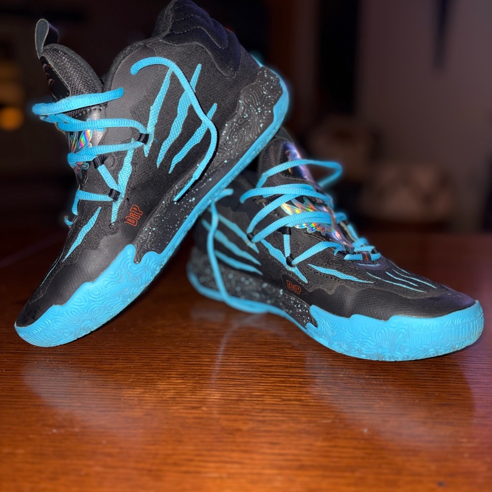Puma Kids Black and Blue Sneakers